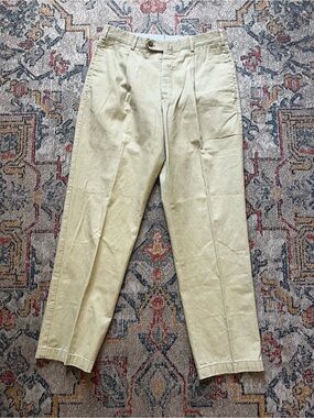 Luigi Borrelli Napoli Men's Pleated Chinos in Light Beige Size Photos*